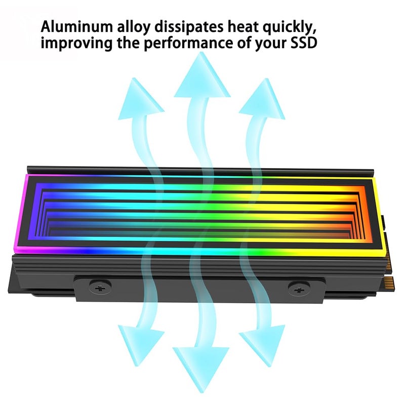 OwlTree ARGB M.2 Heatsink SSD Heat Sink with Thermal Pads, Aluminum 2280 M2 5V 3Pin Addressable RGB Sync OPENRGB NVME Heatsink for M.2 2280 Nvme SSD - Image 2